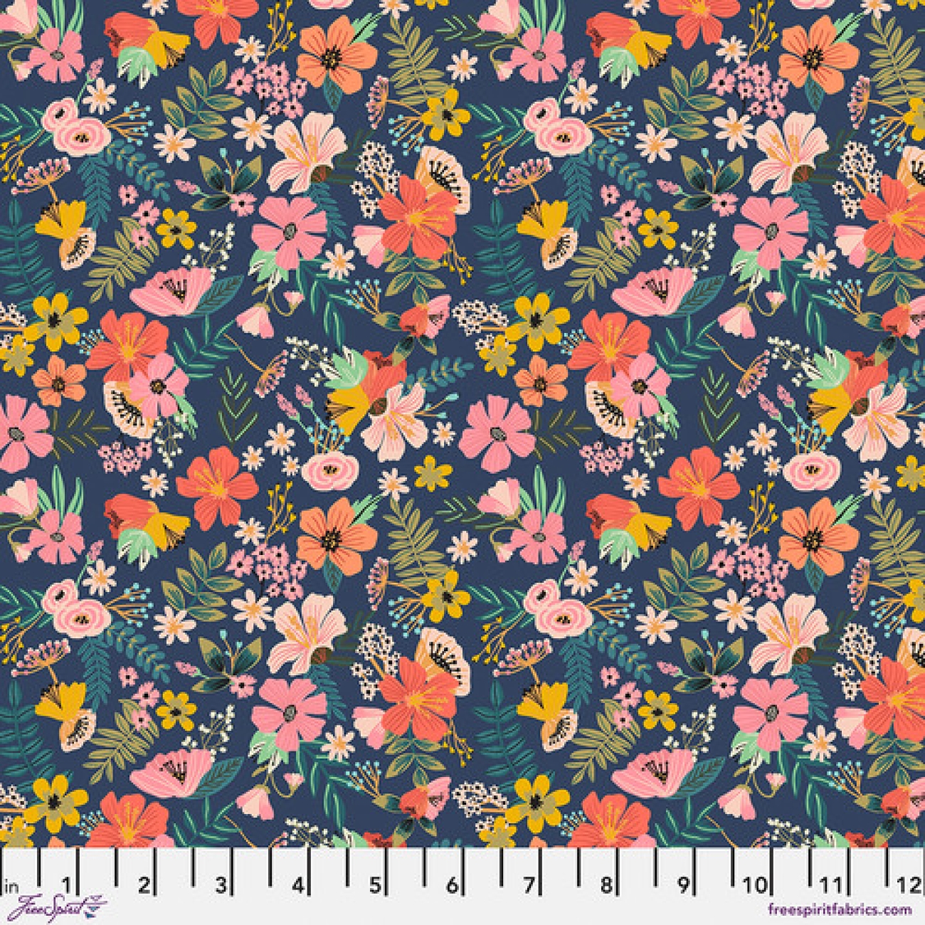 Patchwork Baumwolle - Mia Charro - Gardenara Night - Blue - Floral Pets